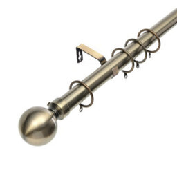 Lister Cartwright 28mm Antique Brass Fixed Metal Curtain Pole Set With Ball Finial(120 Cm) - thumbnail 1