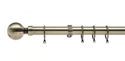 Lister Cartwright 28mm Antique Brass Fixed Metal Curtain Pole Set With Ball Finial(120 Cm) - thumbnail 2