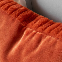 Catherine Lansfield Velvet And Faux Fur 55X55Cm Cushion Burnt Orange - thumbnail 2