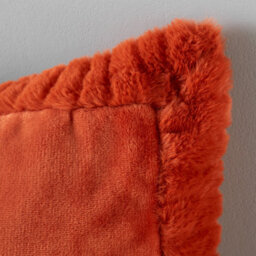 Catherine Lansfield Velvet And Faux Fur 55X55Cm Cushion Burnt Orange - thumbnail 3