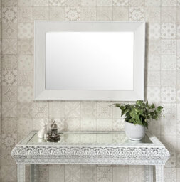 Downton Interiors Modern White Wood Framed Wall Mirror - Large - thumbnail 1