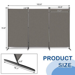 6Ft 3 Panels Room Divider Freestanding Trifold Wall Privacy Screen Protector - thumbnail 2