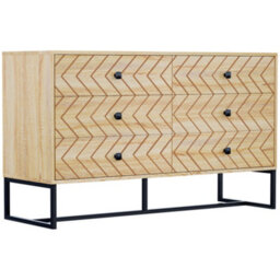 Wyld Haus Niel 6-Drawer Natural Wood Chevron Chest With Black Metal Legs 120 X 39.5 X 71 Cm - thumbnail 2