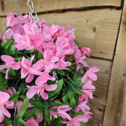 Best Artificial 90Cm Trailing Lily Hanging Basket With 480 Pink Flowers In Rattan Wicker Basket For Indoor Or Garden Use - thumbnail 3