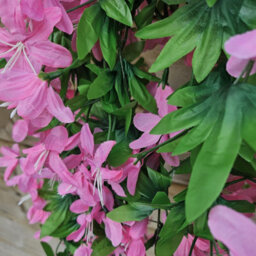 Best Artificial 90Cm Trailing Lily Hanging Basket With 480 Pink Flowers In Rattan Wicker Basket For Indoor Or Garden Use - thumbnail 5