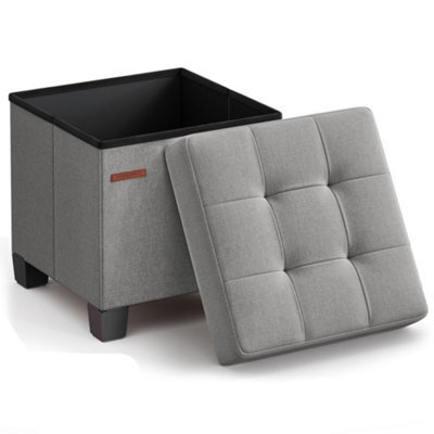 Songmics Storage Ottoman, Foldable Small Ottoman Foot Rest, 38 X 38 Cm Foot Stool, Ottoman With Storage, Load Up To 300 Kg, For Living Room