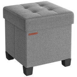 Songmics Storage Ottoman, Foldable Small Ottoman Foot Rest, 38 X 38 Cm Foot Stool, Ottoman With Storage, Load Up To 300 Kg, For Living Room - thumbnail 2