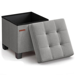 Songmics Storage Ottoman, Foldable Small Ottoman Foot Rest, 38 X 38 Cm Foot Stool, Ottoman With Storage, Load Up To 300 Kg, For Living Room - thumbnail 1