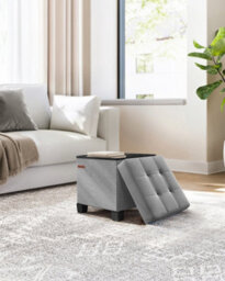 Songmics Storage Ottoman, Foldable Small Ottoman Foot Rest, 38 X 38 Cm Foot Stool, Ottoman With Storage, Load Up To 300 Kg, For Living Room - thumbnail 3