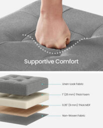 Songmics Storage Ottoman, Foldable Small Ottoman Foot Rest, 38 X 38 Cm Foot Stool, Ottoman With Storage, Load Up To 300 Kg, For Living Room - thumbnail 5