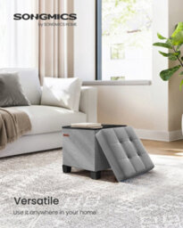 Songmics Storage Ottoman, Foldable Small Ottoman Foot Rest, 38 X 38 Cm Foot Stool, Ottoman With Storage, Load Up To 300 Kg, For Living Room - thumbnail 4