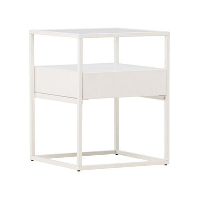 Fortaleza Side Table , White, Glass Top,d40Xw40Xh51Cm - image 1