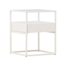 Fortaleza  Side Table , White, Glass Top,d40Xw40Xh51Cm - thumbnail 1