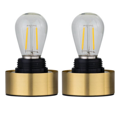 First Choice Lighting Set Of 2 Porter - Satin Brass Battery Operated Lamp Bases Only - image 1