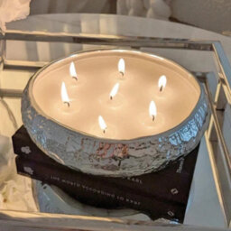 Marco Paul Vanilla Scented 7 Wick Candle Dish - Silver - thumbnail 1