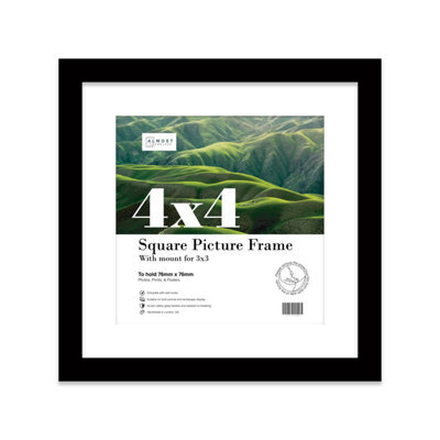 "4X4"" Black Picture Frame - 4X4"" Square Frame With 3X3"" Mount For 4X4""/3X3"" Pictures Art Deco Style Room Decor, 1 Pack" - image 1