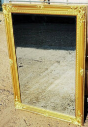 Biznest Large Gold Ornate Wall Mirror Rustic Gold French Hallway Bathroom Wooden Flowery Design 104X74Cm - thumbnail 2