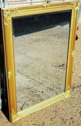 Biznest Large Gold Ornate Wall Mirror Rustic Gold French Hallway Bathroom Wooden Flowery Design 104X74Cm