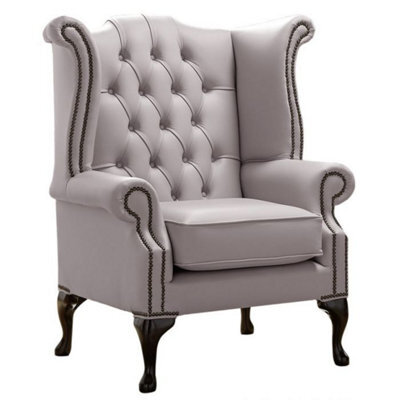 Chesterfield High Back Wing Chair Shelly Owl Leather Bespoke In Queen Anne Style - image 1