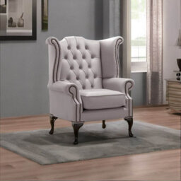 Chesterfield High Back Wing Chair Shelly Owl Leather Bespoke In Queen Anne Style - thumbnail 2