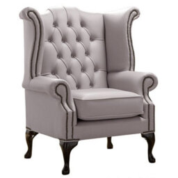Chesterfield High Back Wing Chair Shelly Owl Leather Bespoke In Queen Anne Style - thumbnail 1