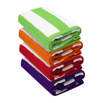 K Collection Cabana Striped Beach Towel (Pack Of 4) Red/purple/green/orange (One Size) - image 1
