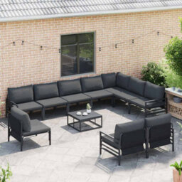 Berkfield Modern Garden Sofa Set 10 Pcs Anthracite Steel - thumbnail 3