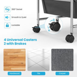 Costway 15-Drawer Storage Trolley Mobile Organiser Shelving Unit Utility Cart Gradient Black - thumbnail 7