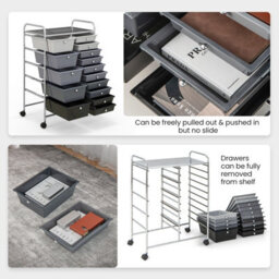 Costway 15-Drawer Storage Trolley Mobile Organiser Shelving Unit Utility Cart Gradient Black - thumbnail 6