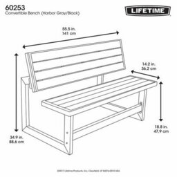 Lifetime Convertible Bench To Table, Weather-Resistant Simulated Wood, Steel Frame, Outdoor Uv Protected, Model 60253 - thumbnail 5