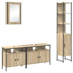 Berkfield Bathroom Furniture Set 4 Pcs Sonoma Oak 33 X 33 X 185.5 Cm - thumbnail 2