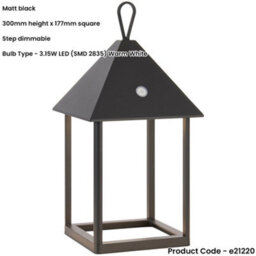 Loops Matt Black Dimmable Table Lamp - Usb Chargeable Led Light - Modern Ip44 Outdoor Hanging - thumbnail 2