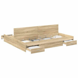 Berkfield Storage Bed Frame Sonoma Oak 180 X 200 Cm Engineered Wood - thumbnail 3