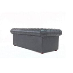 Chesterfield 3 Seater Old English Black Real Leather Sofa Bespoke In Classic Style - thumbnail 6