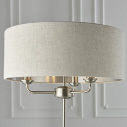 Luminosa Lighting Luminosa Highclere Base & Shade Floor Lamp Brushed Chrome Plate, Natural Linen - thumbnail 3