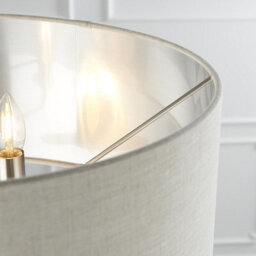 Luminosa Lighting Luminosa Highclere Base & Shade Floor Lamp Brushed Chrome Plate, Natural Linen - thumbnail 5