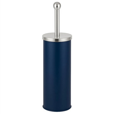 Bathroom Toilet Brush And Holder Matt Blue Stainless Steel Dense Firm Bristles - image 1