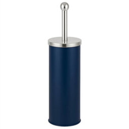 Bathroom Toilet Brush And Holder Matt Blue Stainless Steel Dense Firm Bristles - thumbnail 1