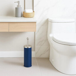 Bathroom Toilet Brush And Holder Matt Blue Stainless Steel Dense Firm Bristles - thumbnail 4