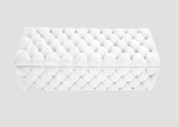 90Cm Wide Lux Ottoman Storage Box, White Velvet Upholstered Chesterfield Storage Ottoman Box