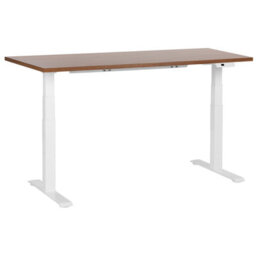 Beliani Electric Adjustable Standing Desk Destines 160 Cm 72 Cm Brown/ White