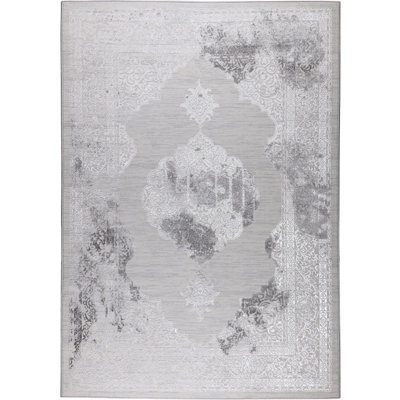 Livabliss Lustro-Vintage Grey Off-White Beige Traditional Boho Living Dining Bedroom Rug 120 X 170 Cm Easy Care, Non Shedding - image 1