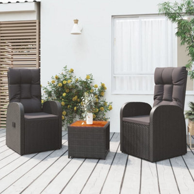 Berkfield 3 Piece Garden Lounge Set Black Poly Rattan&solid Wood Acacia - image 1