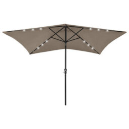 Berkfield Harmful Parasol With Leds And Steel Pole Taupe 2X3 M - thumbnail 2