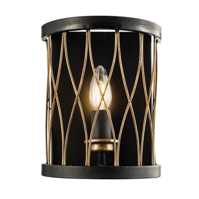 Luminosa Lighting Luminosa Heston 1 Light Indoor Candle Wall Light Matt Black, Rustic Bronze Effect, E14 - image 1