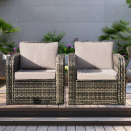 Alivio 9 Seater Rattan Furniture Set Built-In Fire Pit Table, Pe Rattan Garden Seating Anti-Uv Cushions - thumbnail 3