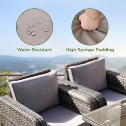 Alivio 9 Seater Rattan Furniture Set Built-In Fire Pit Table, Pe Rattan Garden Seating Anti-Uv Cushions - thumbnail 7