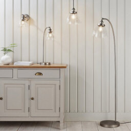 Luminosa Lighting Luminosa Hansen Task Floor Lamp Brushed Silver Paint, Clear Glass - thumbnail 6