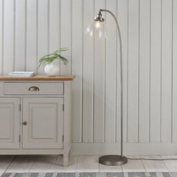 Luminosa Lighting Luminosa Hansen Task Floor Lamp Brushed Silver Paint, Clear Glass - thumbnail 2