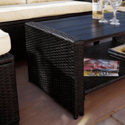 Home Source Trapani Rattan 4 Piece Black Outdoor Garden Furniture Chair Sofa Table Set - thumbnail 3